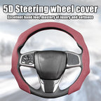 Mandark Car Steering Wheel Cover, Suede Sport Vehicle Steer Wheel Protector Fitting 15 Inch, Non-Slip Comfortable Automotive Interior Decoration Accessories, Universal for Most Cars (Wine Red)