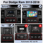 8 Core Car Radio Stereo for Dodge RAM 1500 2500 3500 2013 2014 2015 2016 2017 2018 with Carplay Android Auto Bluetooth 4+64GB (Only fit Manual AC)