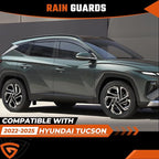 Rain Guards Compatible with Hyundai Tucson 2022 2023 2024 2025 2026, Tape-On Side Window Wind Deflectors & Visors Out-Channel 2022-2026 Tucson Rain Guard Black - 6 PCS