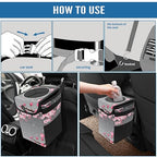 Car Trash Can – Multi-Purpose, Lightweight and Portable with Durable Water-Resistant Coating, No Installation Required, Practical and Ample Capacity, Variety of Colors.Cherry Blossom