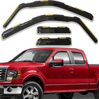 in-Channel Side Car Window Visors Rain Guards Sun Shade Vent Deflectors for Ford F-150 Supercab/Extended Cab 2004-2014, Dark Smoke Tinted