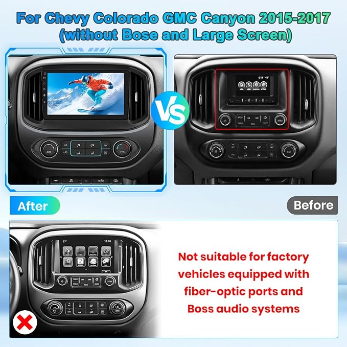 Car Stereo for Chevy Colorado GMC Canyon 2015-2019 Base Mode 7/8 Inch, Android 13 Car Radio 9" Touchscreen Head Unit with Wireless CarPlay Android Auto, Backup Camera - 2GB RAM + 64GB ROM