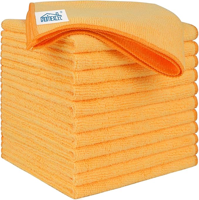 Yellow Microfiber Cleaning Cloths 12 Pack, 12.5 x 12.5 inch Microfiber Towel for Cars, Ultra Absorbent Car Washing Cloth, Lint Free Streak Free Cleaning Rags for Car, Kitchen, and Window