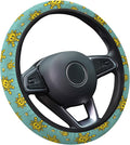 Yellow Retro Game Star Steering Wheel Cover, Non-Slip Polyester Wheel Grip, Universal 15 Inch Car Accessory