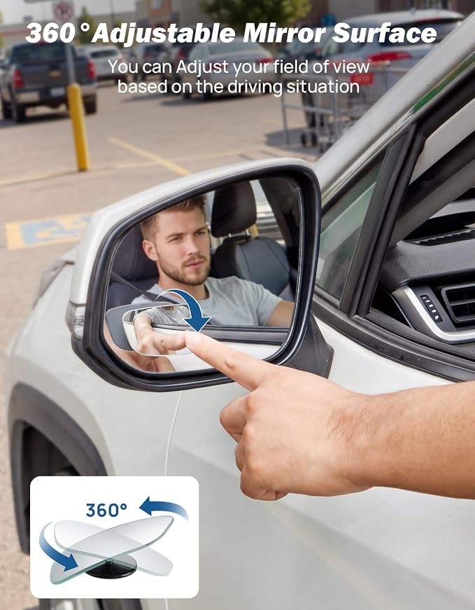 Blind Spot Mirror 2 Pack HD Frameless Convex Glass for Wide Angle View and Safer Lane Changing Compatible with Cars SUVs Trucks RVs Easy Stick On & Long Lasting Durability