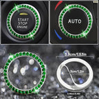 27 PCs Green Bling Car Accessories Set for Women, Steering Wheel Covers Universal Fit 15 Inch, Bling License Plate Frame, Bling Phone Holder, Bling Car Coasters (Green Diamond)