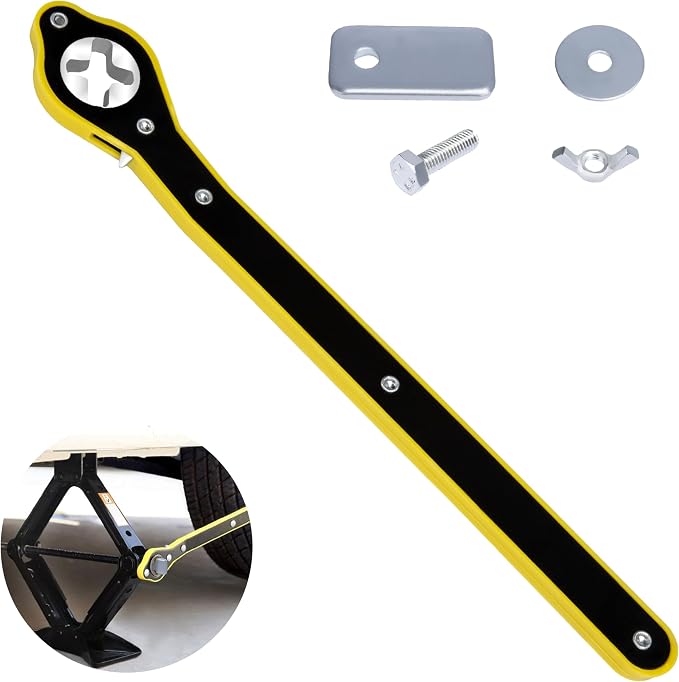 Car Jack Ratchet Wrench, Labor-saving Tire Jack Handle, Scissor Jack Adapter for Car with Long Handle, 360° Swivel Tire Wheel Lug Wrench for Travel/Truck/SUV/Vans