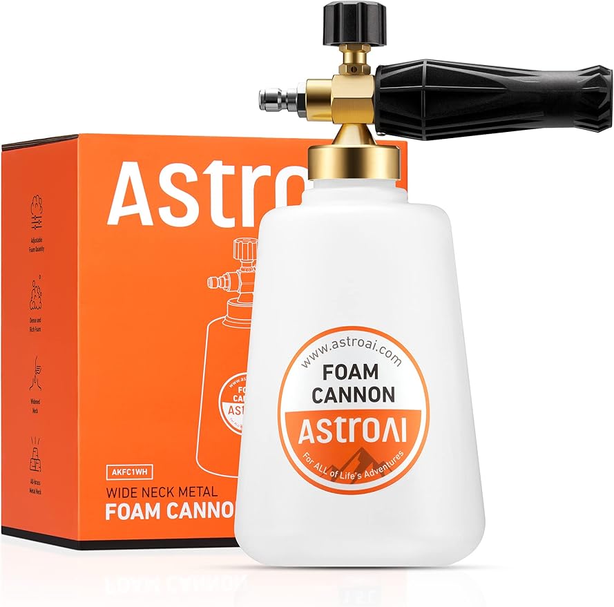 Foam Cannon, Heavy Duty Car Foam Sprayer, Wide Metal Neck, Adjustable Thick Snow Foam Lance for Pressure Washer with 1/4" Quick Connector, Ideal for Various Cleaning Tasks, 1.5L Bottle