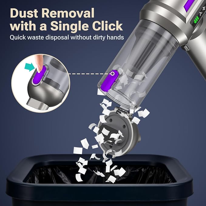 Mini Vacuum Cleaner, 2 in 1 27000PA Brushless Car Vacuum Air Duster 9000mAh Battery Air Blower Wireless Handheld Vacuum for Car,Office and Home (Dark Purple)