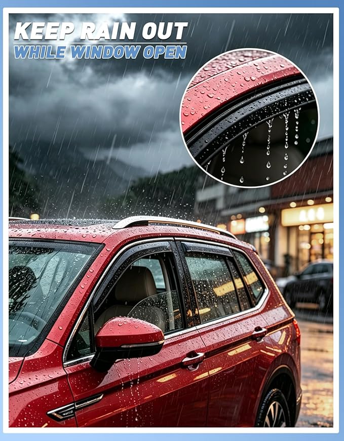 In-Channel Window Rain Guards Fit for Hyundai Santa Fe 5 seats (Not For XL 7 Seat) 2019-2023 Extra Durable Rain Guard Window Deflectors Window Vent Visors Vent Shades Exterior Car Accessories