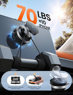 15W for MagSafe Car Mount Charger - [70 LBS Strongest Suction] Magnetic Wireless Car Charger, Suction Cup Phone Mount, Vacuum Magnetic Phone Holder Car Mount for iPhone 17 Pro Max 16 Silver