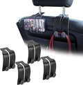 4 PCS Leather Car Seat Hooks for Headrest, Vehicle Hanger Storage Organizer Universal for Handbag Purse, Car Accessories Gift (Black-Black-4 PCS)