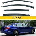 4pcs Smoke Tint with Chrome Trim Window Visors Compatible with 2018-2022 Honda Accord 4-Door Sedan Outside Mount Tape On/Clip On Style PVC Sun/Rain Guard Vent 2019 2020 2021