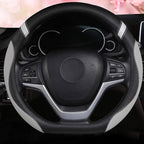 D-Shaped Flat Bottom Steering Wheel Cover for Women Girl - Stylish Car Accessory (Gray)
