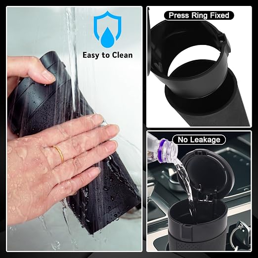 Car Trash Can Bin with Lid - Mini Car Garbage Can Cup Holder-Black Small Leakproof Vehicle Trash Garbage Can Bin-Automotive Car Organizers and Storage for Back Seat SUV Truck Accessories