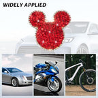 Bling Car Tire Valve Stem Caps, 4PCS Dustproof Crystal Rhinestone Cartoon Mouse Design, Sparkling Attractive Auto Wheel Decoration Accessories, Universal Fit (Red)