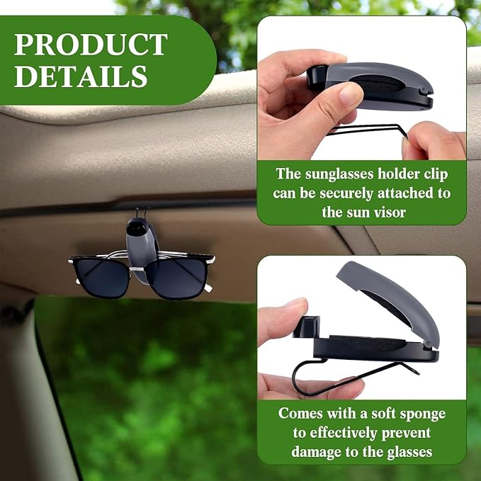 10 Pieces Auto Car Vehicle Sun Visor Clip Holder for Sunglasses Glasses Holder Hanger Eyeglasses Mount Ticket Card Clip Car Accessories(Gray)