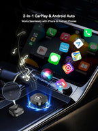USB-C Wireless CarPlay & Android Auto Adapter with USB-A Converter, 2-in-1 Wireless CarPlay Adapter for Factory Wired CarPlay and Android Auto Cars, High-Speed 5GHz WiFi, Bluetooth 5.0