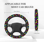 Elastic Puzzle Pieces Neoprene Car Steering Wheel Cover Protector Upgrade Thicken,Autism Awareness Colorful,Anti Slip Soft Car Accessories for Diverse Cars Truck SUV for Men Women Universal 15 Inch