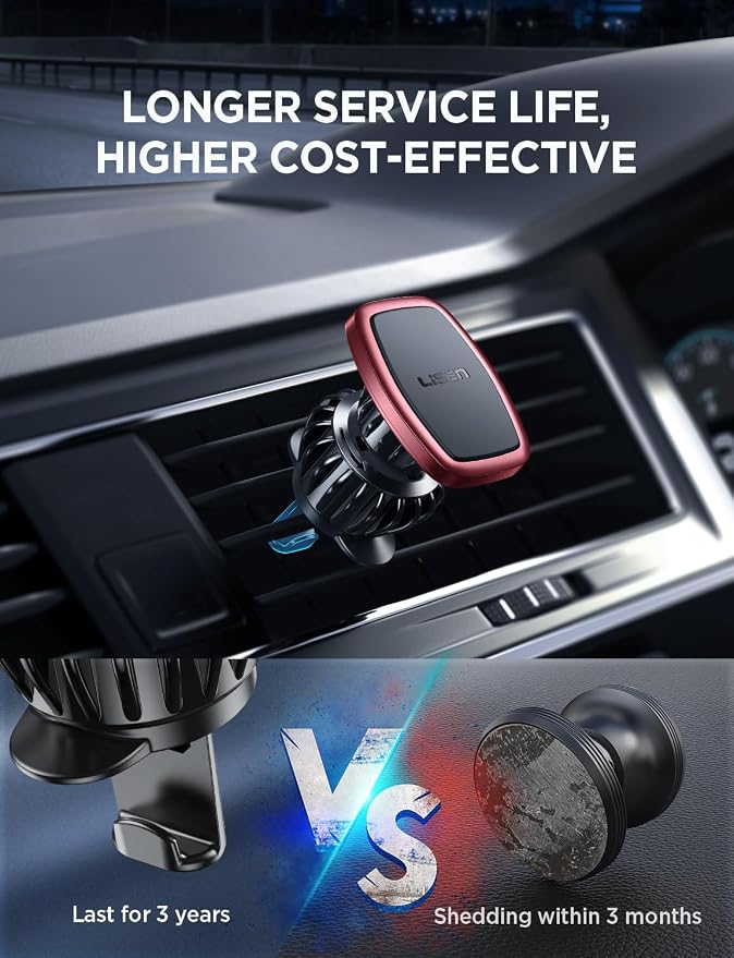 2 Pack Magnetic Phone Holder for Your Car Mount 6 Military Magnets Car Phone Holder Mount Vent Cell Phone Holdeer Mount Vent Cell Phone Holder (Red)