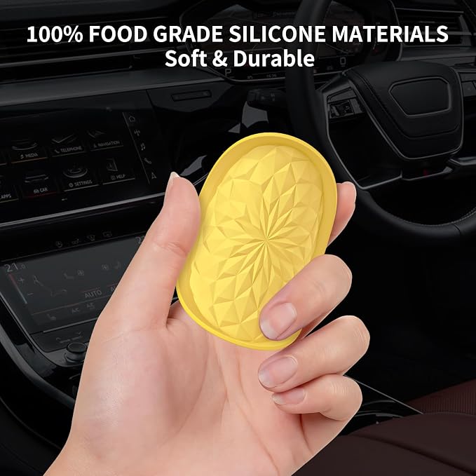 ME.FAN Car Coasters for Cup Holders [4 Pack] - 2.75In Silicone Auto Mug Mats - Universal Non-Slip Recessed Car Interior AccessoriesYellow