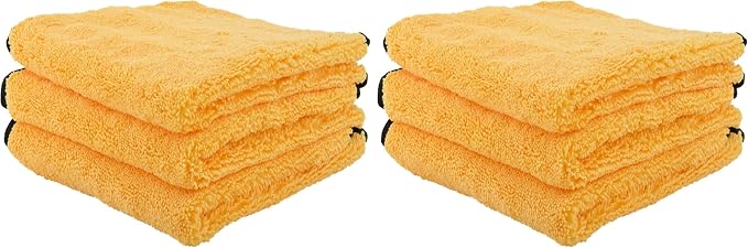 Professional Grade Premium Microfiber Towels for Cars,Gold,16" x 16",Ultra-Soft and Scratch-Free Car Detailing Cloths for Trucks,Motorcycles,and More,(Pack of 6)