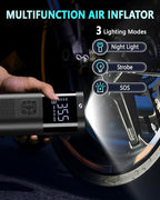 Tire Inflator Portable Tire Compressor, Cordless Tire Inflator with LED Light for Car Motorcycle Bicycle Ball, Car Accessories Essential for Men, 150PSI Air Tire Pump with Gauge