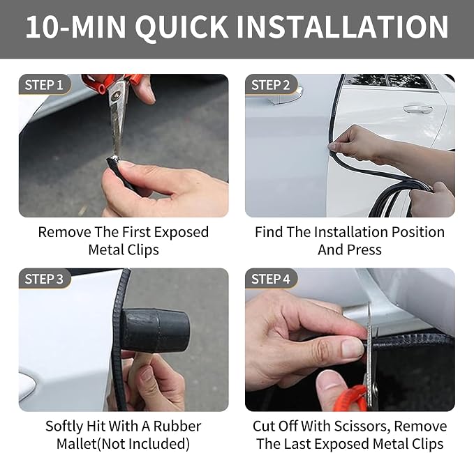 Car Door Edge Guards, 16Ft Rubber Seal Car Door Edge Trim, U Shape Door Edge Protector Guard, Aluminum Weather Proofing Automotive Door Edge Molding Protection for Most Car (Gray, 16Ft)