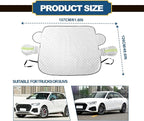 Car Windshield Snow Cover with Side Mirror and Hook, Winter Windshield Sun Shade Foldable, Magnetic Windshield Cover for Ice and Snow, Fit for Car/SUV, Pickup truck, 62"x50" Silver