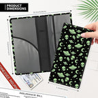 Leather Car Registration and Insurance Card Holder, Cute Car Accessories Vehicle Glove Box Car Organizer for Documents, Cards, License Cute Green Aliens