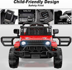 12V Ride on Car with Parent Remote Control, Toddler Electric Car with Spring Suspension, LED Lights & Music Player - Safe Battery Toy for Kids, Christmas & Birthday Gift, Red