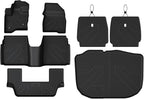 All Weather Floor Mat Set for 2009–2019 Ford Flex & 2010–2019 Lincoln MKT – 3 Rows Custom Fit Floor Mats + Cargo Liner & Seat Back Protectors – Premium TPE Interior Full Coverage Protection