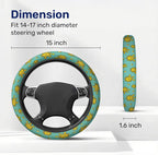 Yellow Retro Game Star Steering Wheel Cover, Non-Slip Polyester Wheel Grip, Universal 15 Inch Car Accessory
