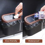 Car Trash Can with Lid, Leakproof Vehicle Trash Bin Auto Dustbin Organizer, Waterproof Mini Garbage Bin Trash Container with Garbage Bag for Automotive Car, Home, Office, Kitchen