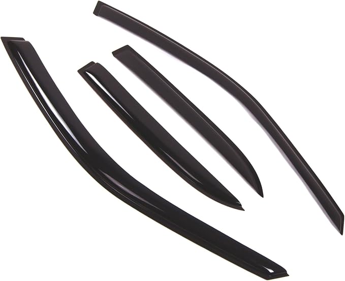 WD2-476 Dark Smoke 4 Pcs Set Window Visor (Outside Mount) Deflector Rain Guard Compatible with 1992-1996 Mitsubishi Mirage Sedan