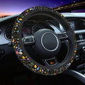 Spring Flower Colorful Leaves Steering Wheel Cover Car Accessories Cute for Women Girls Girly Universal 15 Inch Neoprene Auto Interior Decor Anti Slip Car Truck Protector