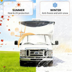 RV Windshield Window Snow Cover for Class C Ford E450 1997-2025 Motorhome, Windshield Cover for Ice and Snow RV Front Window Sunshade Cover RV Accessories 4 Layers with Mirror Cutouts Zipper