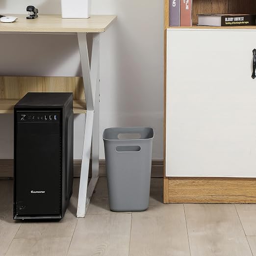 Plastic Small Trash Can Wastebasket, Garbage Container Basket for Bathrooms, Laundry Room, Kitchens, Offices, Kids Rooms, Dorms, 3.5 Gallon, 3.5 Gallon, Grey | Compact Sturdy Garbage Can for Bathroom, Laundry Room, Kitchen, Office, Kids Room, Do...