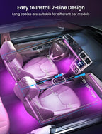 Car RGB LED Lights, Smart 48 LED Car Interior Light with APP Control, Under Dash Car Strip Lights, Music Mode, DIY Mode, 2 Lines Design Light with Charger, Ambient Lighting for Cars SUVs Trucks