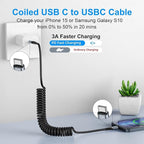 USB C to USB C Cable [3FT+6FT], 2Pack Coiled USB C Charger Cable for Car, Type C Fast Charging Cable Compatible with iPhone 17/16/ 15/Plus/Pro/Pro Max/MacBook Pro 2020/Samsung Galaxy S23