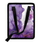 Purple Marble Butterfly Print Car Trash Can with Lid, Leak Proof Auto Trash Bag Hanging Vehicle Garbage Can Multipurpose Storage Container for Back Seat Road Trip