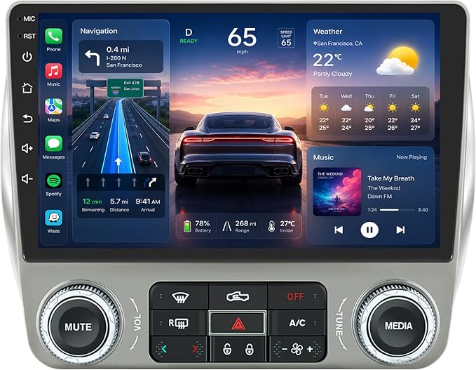 4+64GB Car Radio for Chevrolet Chevy Camaro 2010-2015: 9 Inch 1280 * 800 HD IPS Touchscreen GPS Navigation FM 5G WiFi Wireless Carplay Andriod Auto SWC Backup Camera