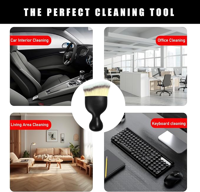 Car Interior Dust Brush, Soft Scratch Free Auto Detailing Brushes, Universal Vehicle Interior Cleaning Tool for Automotive Dashboard, Air Vents, Leather(Beige)