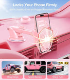 Pink Phone Holder for Your Car [Sturdy & Durable] [Powerful Suction] Dashboard Windshield Air Vent Car Phone Holder Hands Free Phone Mount for Car for iPhone Android, Pink Car Accessories