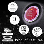 2 PCS Crystal Double Rhinestone Car Engine Start Stop Decoration Ring, Bling Car Interior Accessories for Women, Push to Start Button Cover Sticker, Automotive Decals, Purple
