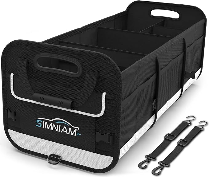 Large Car Trunk Organizer - with 5 Compartments Trunk Organizers and Storage SUV, Reinforced Handle, Securing Straps, Trunk Organizer Available for Car, SUV, Truck, Minivan