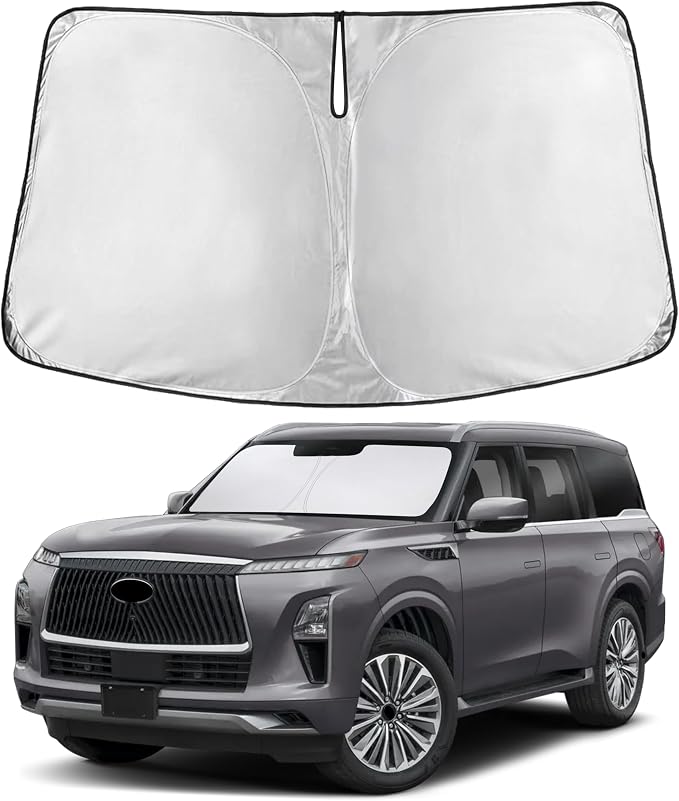 Windshield Sunshade Compatible for Infiniti QX80 2014-2022 2023 2024, Sun Visor for Front Windshield & Window Sun Shade Cover, UV Heat Blocker & Protector, Car Accessories