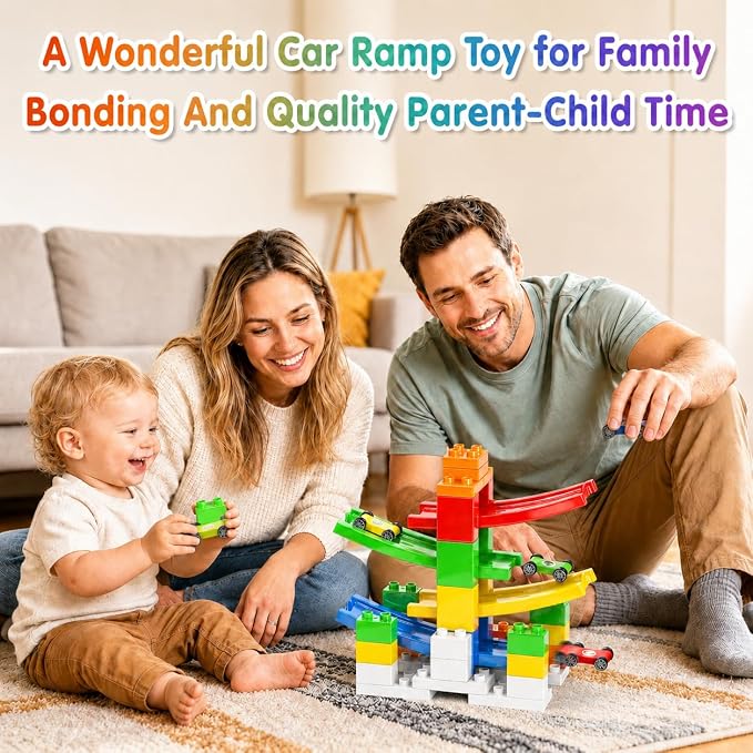 DIY Building Blocks Car Ramp Race Track Toy for Kids, STEM Gift | Creative Blocks, Many Models, Open-Ended Car Ramp Toy for Toddlers to Build, Rebuild & Race