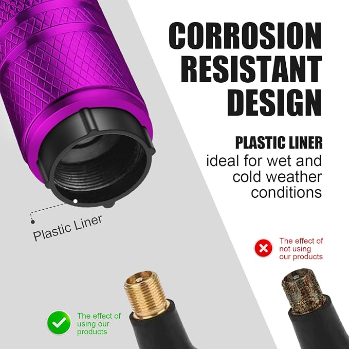 Tire Valve Stem Caps - (4 Pack) Cat Paw Print Metal Air Caps with Plastic Liner, Durable, Corrosion Resistant and Leak-Proof, Universal Fit for Cars, Trucks, Motorcycles, and Bikes - Purple