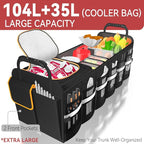 XL Heavy-Duty Trunk Organizer – Reinforced SUV & Truck Cargo Storage with 6 Adjustable Compartments, Trunk Organizer with Cooler, Collapsible Large Trunk Organizer for Car with Cover